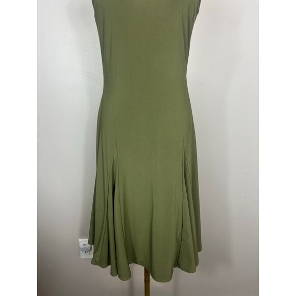 Lauren Ralph Lauren Jersey Fit and Flare Dress Olive Green Small Quiet Luxary - Picture 5 of 9